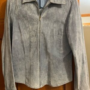 Jones New York Baby Blue Leather Suede Jacket